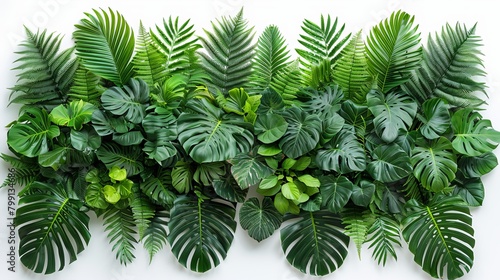 Isolated tropical leaves foliage plant bush floral arrangement on white background with clipping path.