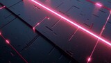 A sheet of dark, gunmetal gray titanium adorned with a single, glowing neon line, creating a minimalist yet striking composition 