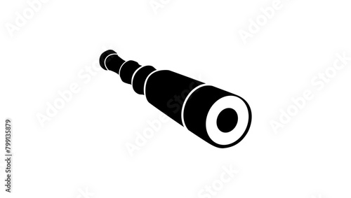 spyglass telescope,  black isolated silhouette