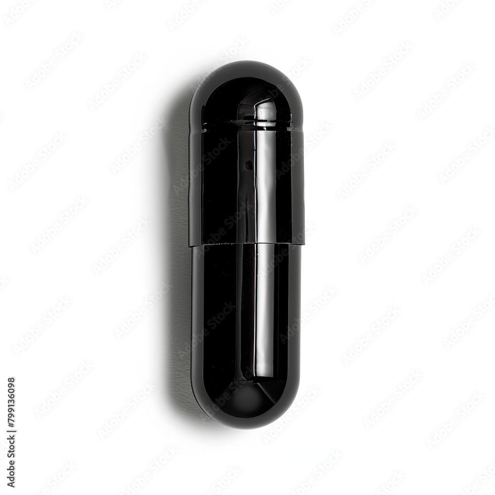 Black capsule. Dietary supplement. Medicine, vitamins, Omega 3, fish oil, activated charcoal. Isolated on white background. Black capsule. Dietary supplement. Medicine, vitamins, Omega 3, fish oil, activated charcoal. Isolated on white background.