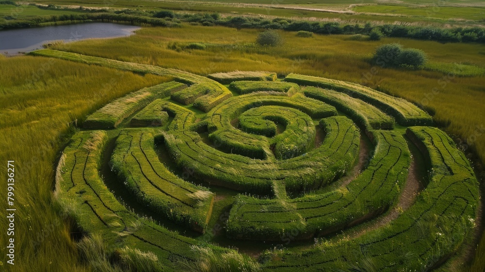 Naklejka premium nature celtic maze art, 16:9
