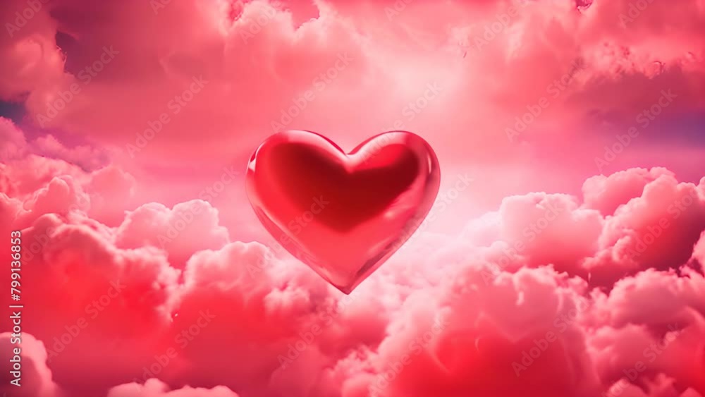 Red Heart Floating Among Clouds Generative AI Red Heart Floating Among Clouds Generative AI