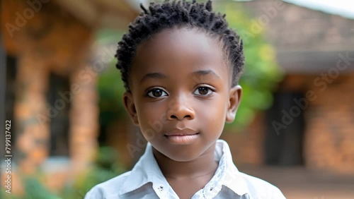 African child from nontraditional family attends school. Concept African Heritage, School Inclusion, Nontraditional Family, Cultural Diversity, Education Access photo