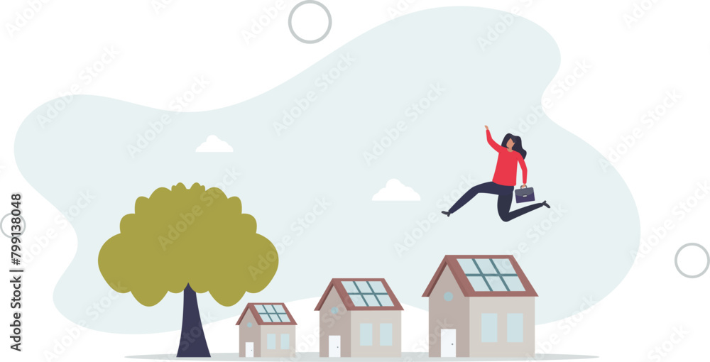 House price rising, value increase graph for real estate,flat vector illustration. House price rising, value increase graph for real estate,flat vector illustration.