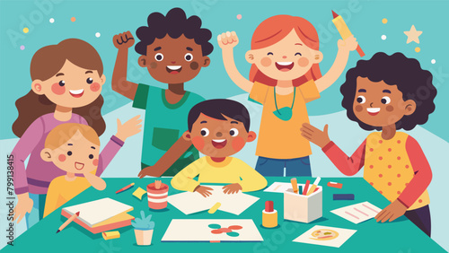 The Craft Mastery Party is filled with laughter as children compete in a friendly scrapbooking challenge showcasing their newly acquired