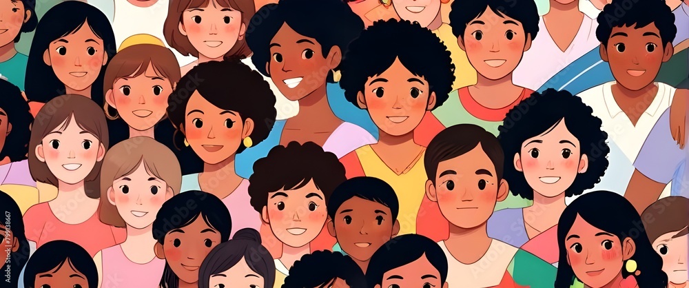 illustration of diversity, inclusion, equality and representation in multicultural and multiracial societies. Generative AI illustration of diversity, inclusion, equality and representation in multicultural and multiracial societies. Generative AI