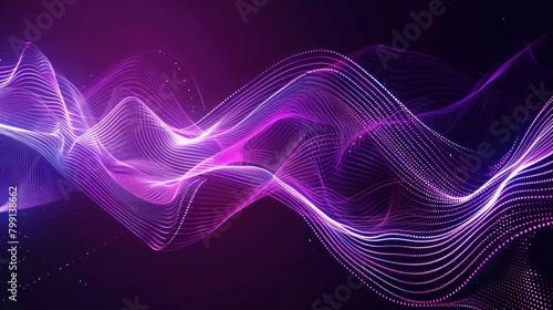 Background of flowing neon waves and shining blue shiny speed lines