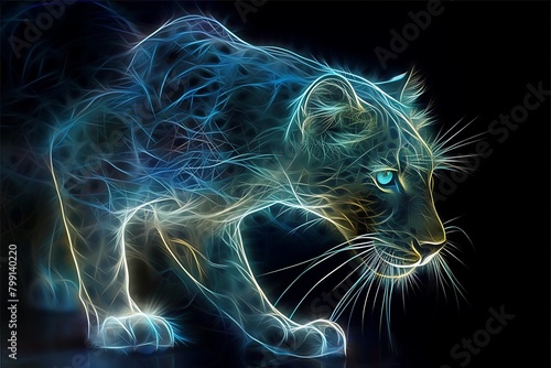 Tigers shining beautifully with neon lights.ネオンライトで美しく輝いているトラ,Generative AI 