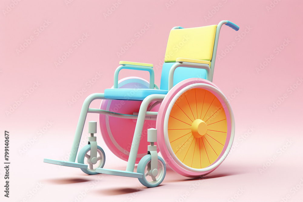 simple pastel colored wheelchair in flat area simple pastel colored wheelchair in flat area