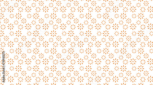 Golden vector seamless pattern with small diamond shapes, floral silhouettes. Simple texture.	