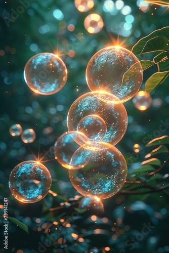 beautiful close-up of bubbles floating in the air
