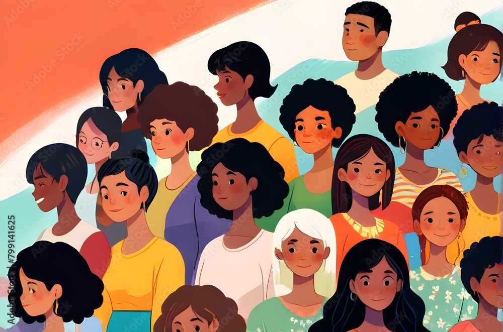 illustration of diversity, inclusion, equality and representation in multicultural and multiracial societies. Generative AI illustration of diversity, inclusion, equality and representation in multicultural and multiracial societies. Generative AI