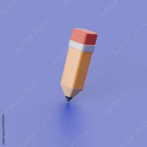 yellow 3d pencil on purple background (ID: 799141896)