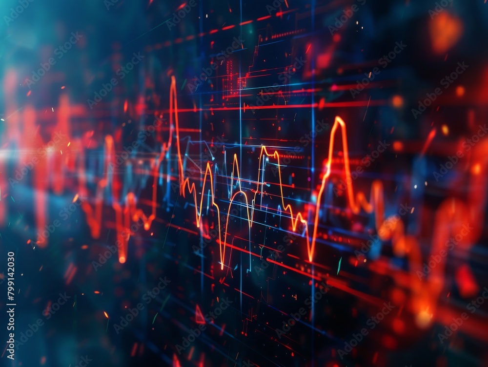 An abstract background resembling an EKG readout, pulsating with energy, serving as a backdrop for a fitness tracker advertisement An abstract background resembling an EKG readout, pulsating with energy, serving as a backdrop for a fitness tracker advertisement