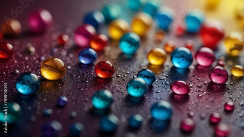 Colored drops yellow, white, blue, red, pink, purple and magenta colors