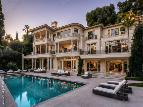 The standalone villa of Beverly Hills, built on the mountain, designed in a modern style, is a true billionaire's residence, living in a villa © StellarK