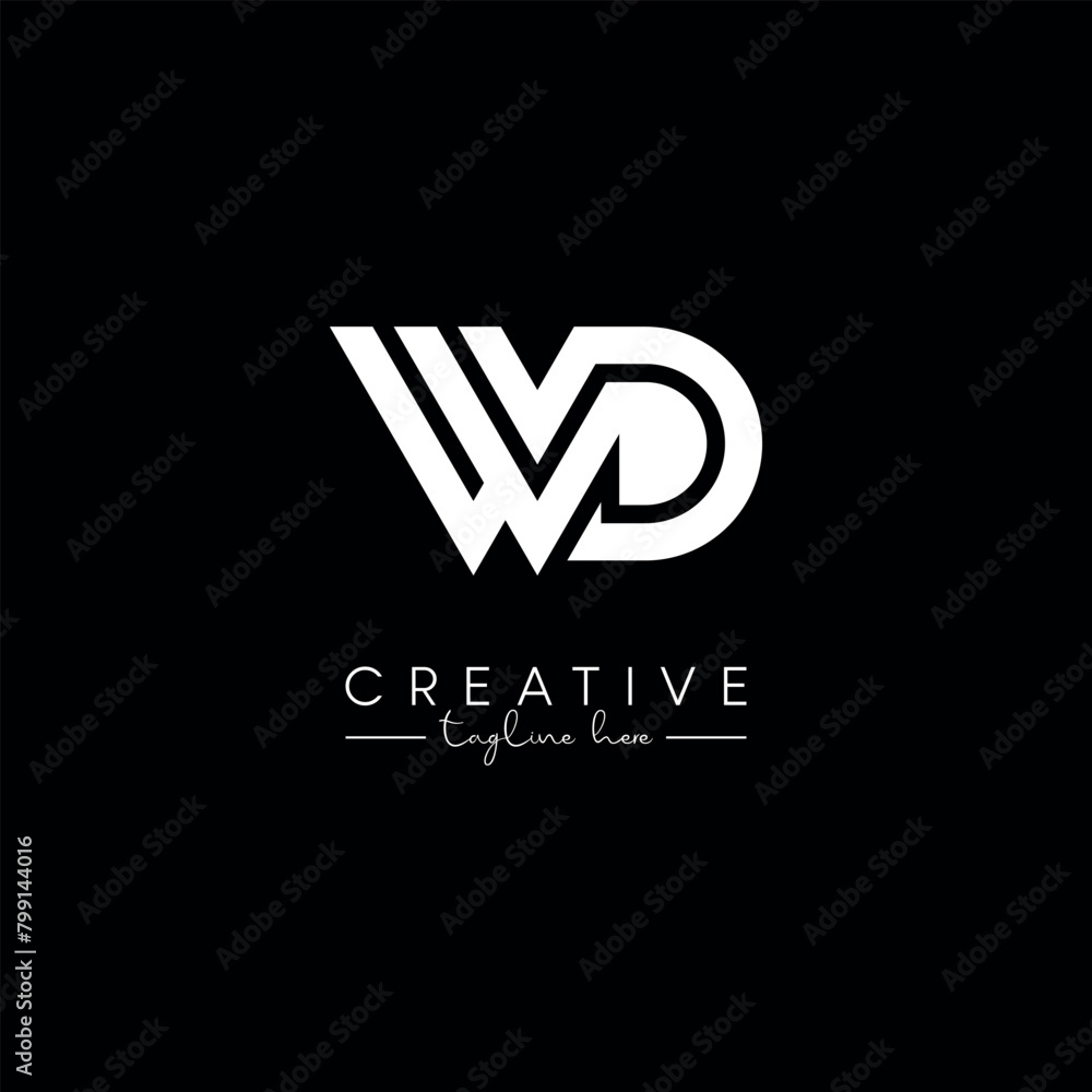Creative Unique Letter WD DW Initial Based Stylish Line Logo Design Vector Template. Creative Unique Letter WD DW Initial Based Stylish Line Logo Design Vector Template.