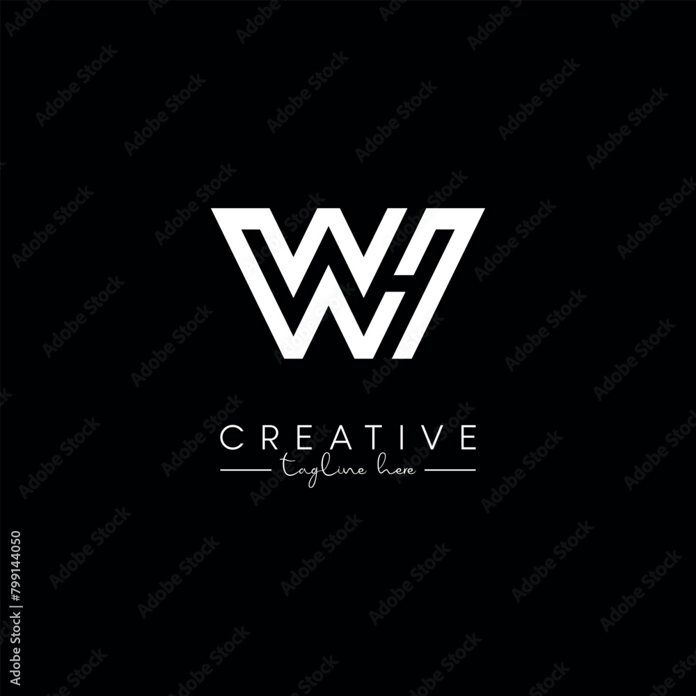 Creative Unique Letter WH HW Initial Based Stylish Line Logo Design Vector Template. Creative Unique Letter WH HW Initial Based Stylish Line Logo Design Vector Template.