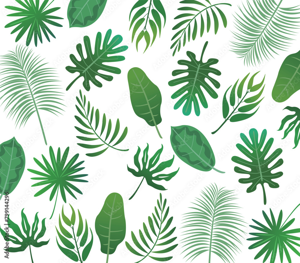Green tropical plant patterns.