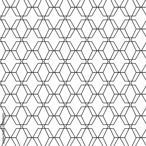 Geometric line monochrome abstract hipster seamless pattern with hexagon. 