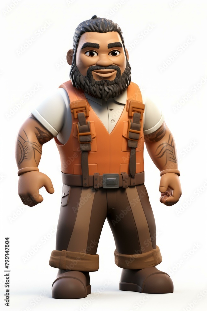 Male Character with Beard Wearing Orange Vest and Brown Pants Male Character with Beard Wearing Orange Vest and Brown Pants