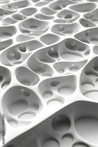 3D illustration of an organic structure resembling a cellular or molecular structure
