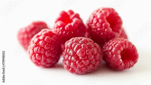 fresh raspberries isolated against background, Generative AI,