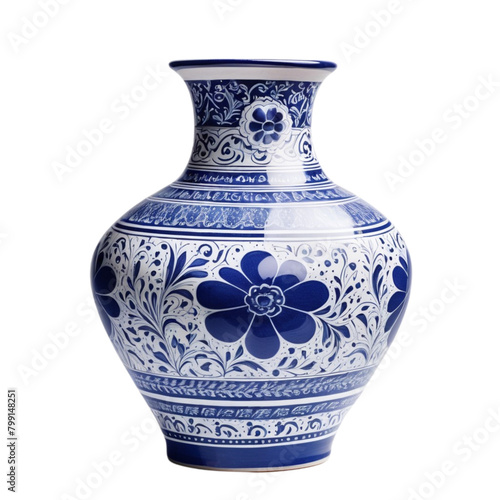 Cobalt Blue Porcelain Ceramic Vase on Isolated transparent background png. generated with AI