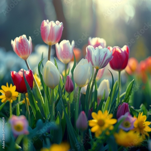 A field of tulips in full bloom