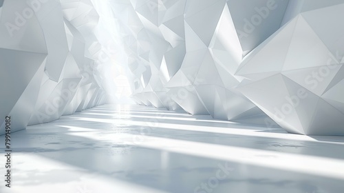 Futuristic white polygonal tunnel photo