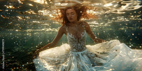 An Underwater Dream: Model in a White Dress