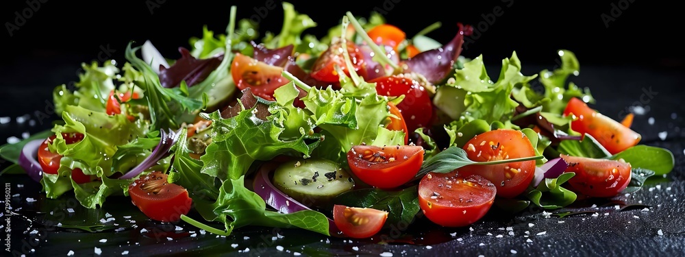 salad with vegetables on a dark background, Generative AI, salad with vegetables on a dark background, Generative AI,