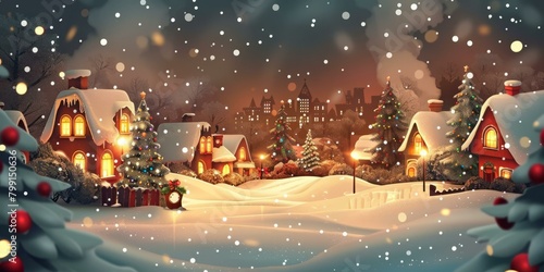Christmas Village Snow Scene photo