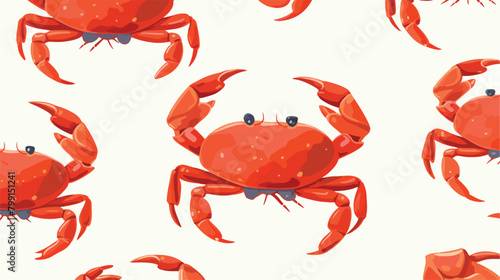 Sea crab vector seamless pattern. Aquatic animals m