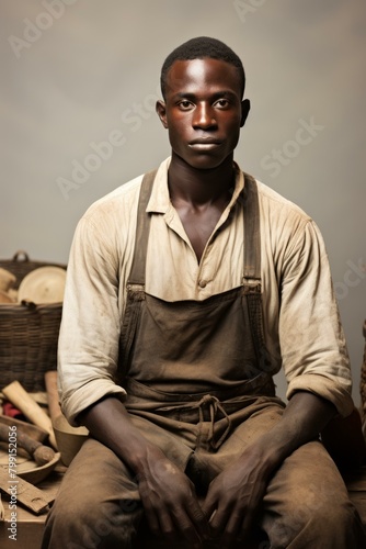 Portrait of a young African American man in period clothing