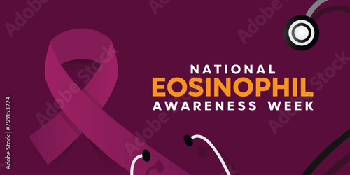 National Eosinophil Awareness Week. Ribbon and stethoscope. Great for cards, banners, posters, social media and more.