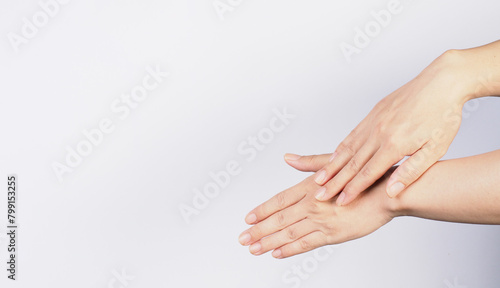 Sick hand sign on white background.