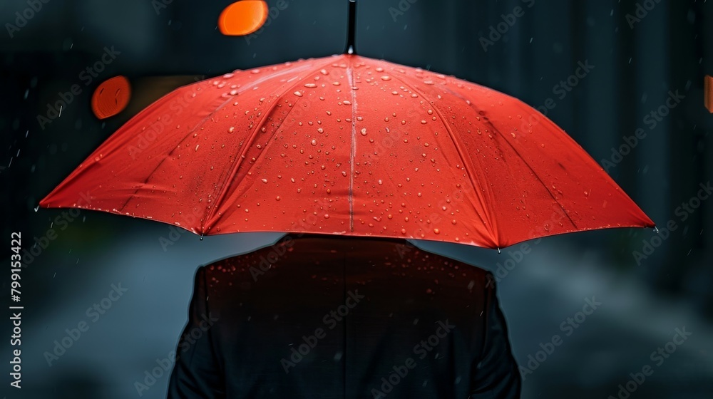 Business protection or defensive stock in a market crash or economy crisis, businesses resilient to survive difficulties or insurance strategies, businessman holding umbrella to protect from market