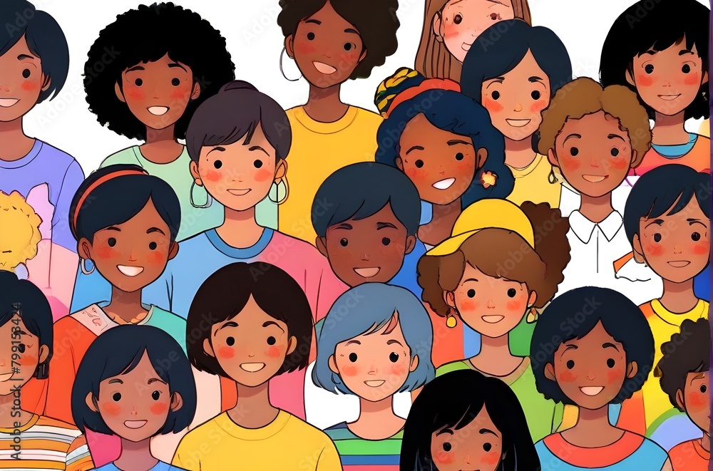illustration of diversity, inclusion, equality and representation in multicultural and multiracial societies. Generative AI illustration of diversity, inclusion, equality and representation in multicultural and multiracial societies. Generative AI