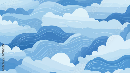 Seamless pattern of Chinese cloudy sky with curly b