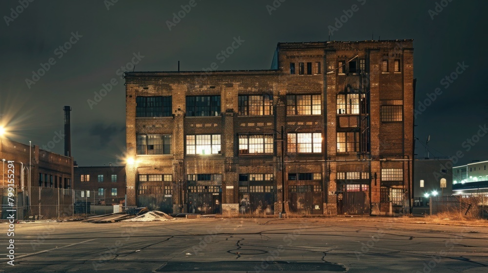 Large and Old Brick Industrial Building