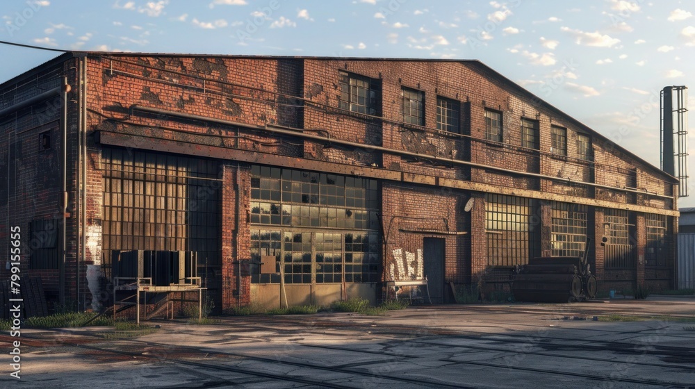 Obraz premium Large and Old Brick Industrial Building