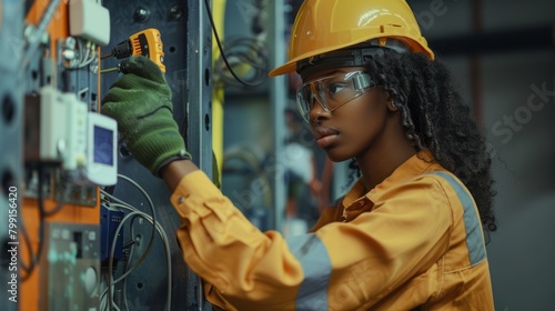 A Female Electrician at Work photo
