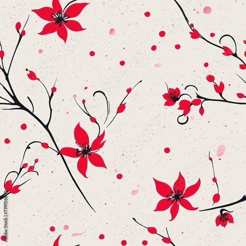 Sakura Cherry Blossom Seamless Pattern Background