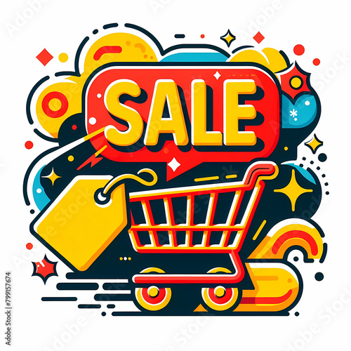 shopping carts icons sale on white background