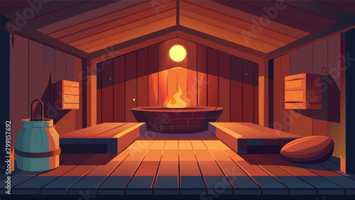 The saunas dim lighting and warm wooden walls create a cozy and intimate atmosphere perfect for unwinding and letting go..