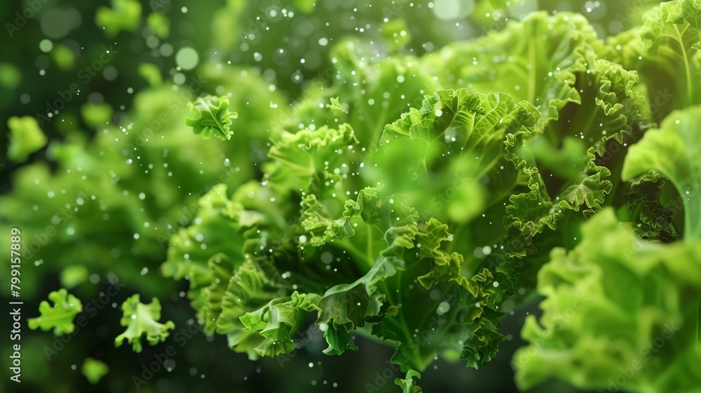 Levitation of fresh lush green lettuce leaves Levitation of fresh lush green lettuce leaves