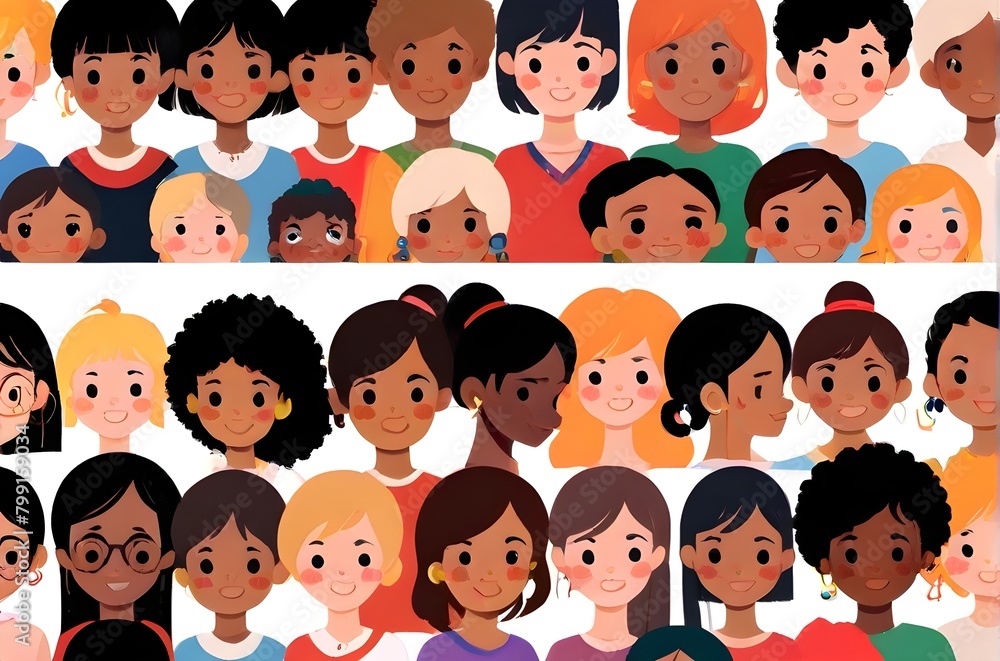 illustration of diversity, inclusion, equality and representation in multicultural and multiracial societies. Generative AI illustration of diversity, inclusion, equality and representation in multicultural and multiracial societies. Generative AI
