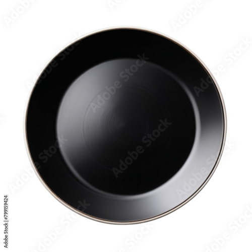 Empty black ceramic plate on Isolated transparent background png. generated with AI