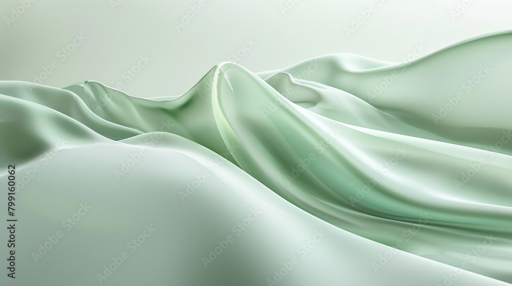 A mint green wave, light and refreshing. The wave's gentle motion and soft color palette evoke a sense of renewal and springtime freshness.
